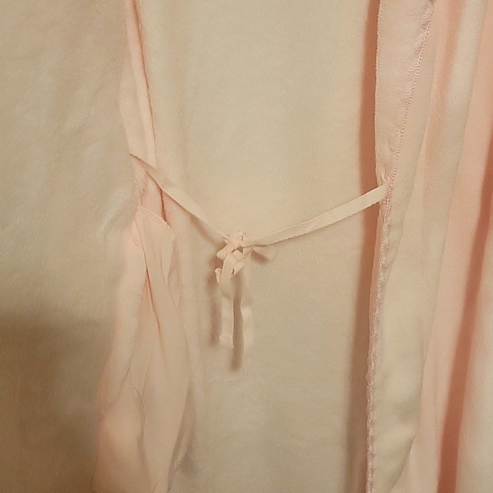 Charter Club Long Cozy Plush Robe Embroidered Trim. Pink, Medium - Picture 6 of 7